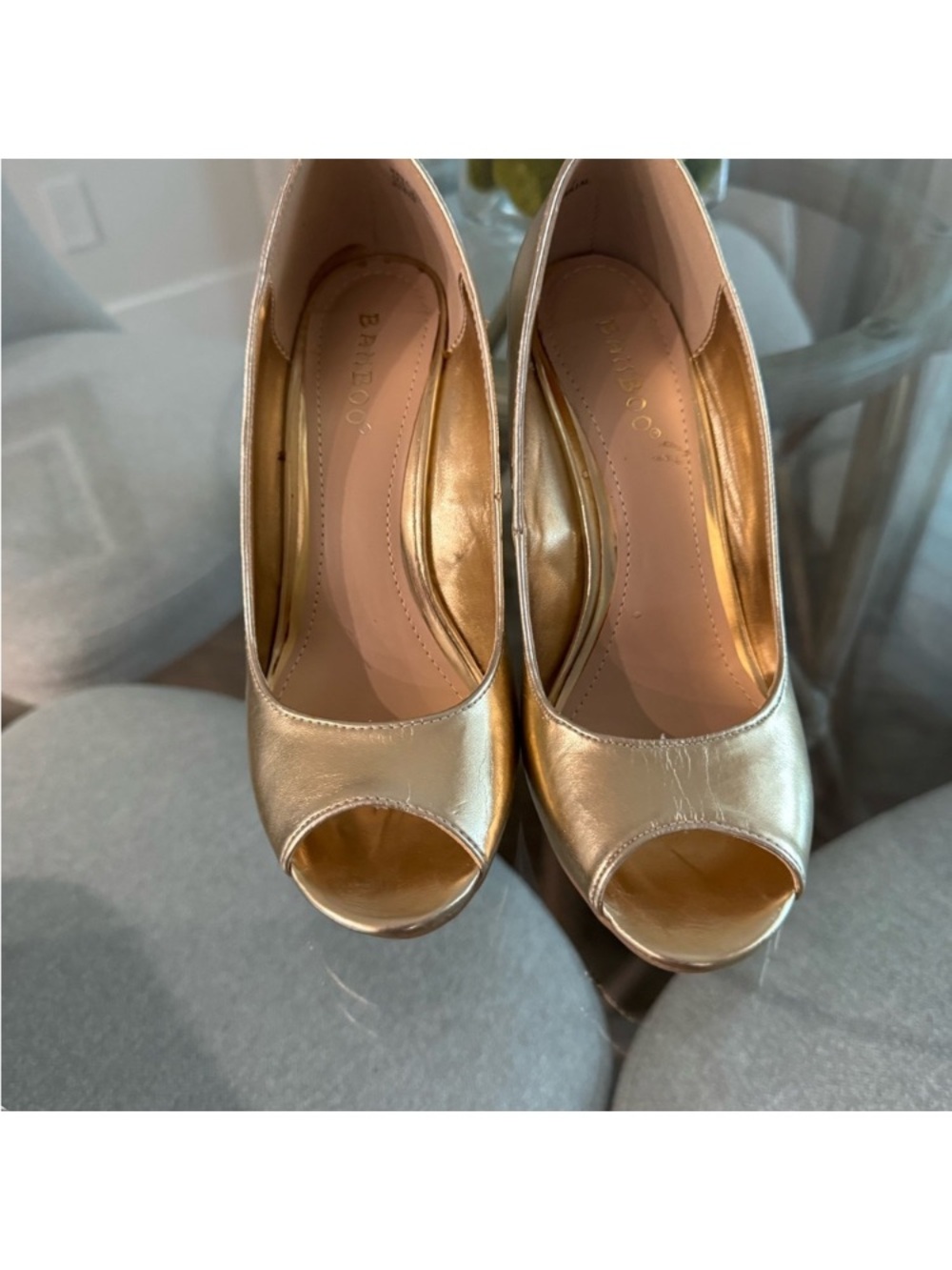 Banana Republic Metallic Gold Peep-Toe Pumps